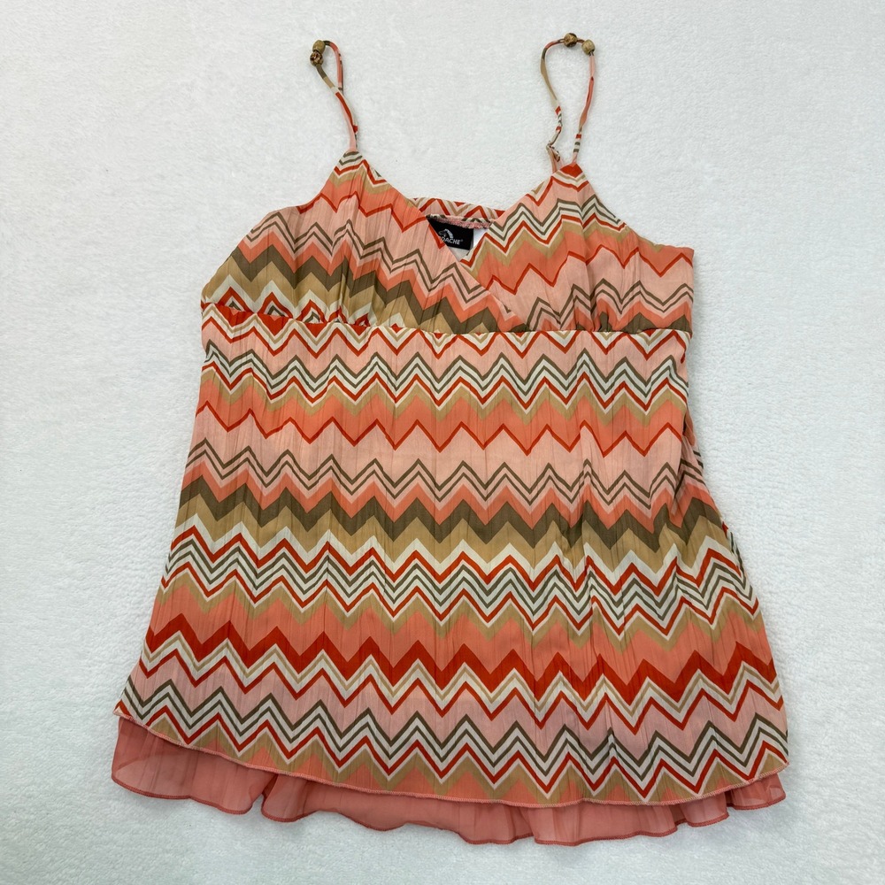 Jordache‎ Chevron Zig Zag Cami Tank Top Juniors XL Coral Pink Bohemian Flowy